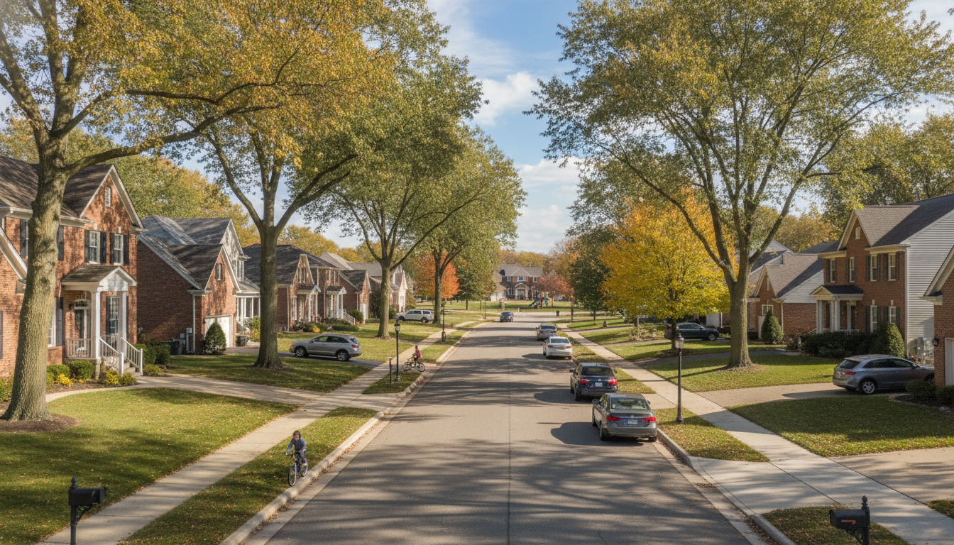 a residential neighborhood in the Detroit suburbs